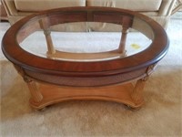 OVAL BEVELED GLASSTOP COFFEE TABLE