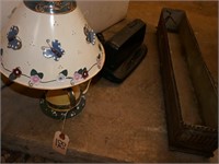METAL LAMP, BRASS FLOWER POT, DIGITAL CLOCK