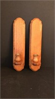 Pair of Wooden Wall Mounted Candle Holders