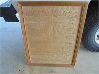 1895 San Saba County News, framed