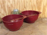 Pair of red Kitchenaid mixing bowls w/ spouts