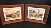 Pair Robert Nidy Wooden Framed Paintings
