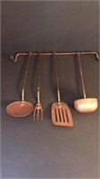 Vintage Copper Cooking Utensils Decor Set