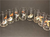 Set of 8 Wild birds Designs Drinking Glasses