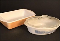 Fire King Glass Dish & Glasbake Dish with Lid
