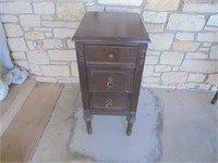 Antique Bedside Table with 3 Drawers