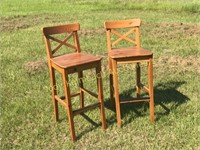 Pair of wood bar stools
