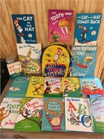 Huge lot of Dr Seuss books & backpack