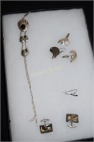 Sterling jewelry incl. feather earrings,