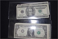 2 - 1996 $20 bills, 13 - 1995 $1 bills