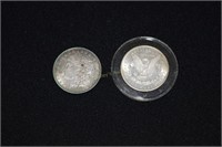 2 silver dollars  - 1878 & 1921