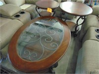2010 Model Wood, Metal, and Glass Coffee Table