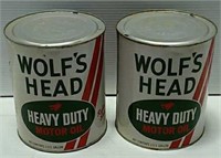 Wolf's Head Heavy Duty Motor Oil Cans