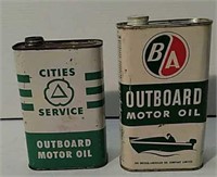 Cities Service & BA Outboard Motor Oil Cans