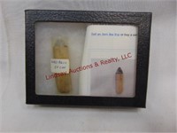 4.25x3.25 display box w/ Gallager 50 cal bullet
