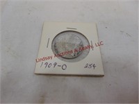 1909 - 0 25 cent pc in holder