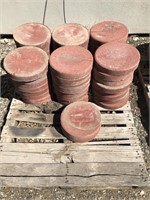Partial Pallet of Red Circular Concrete Pavers