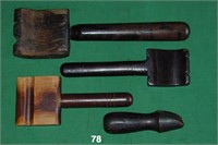 Four tropical hardwood rope-serving tools
