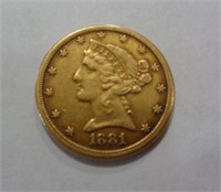 1881 Liberty $5 Gold Piece
