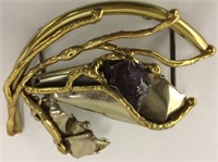 Copa Collection Goldtone & Raw Amethyst Buckle