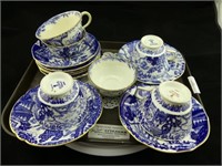 13 PC. ROYAL CROWN DERBY "MIKADO" CUPS & SAUCERS