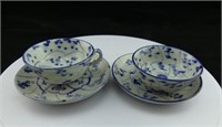2 ONION PATTERN BLUE & WHITE CUP & SAUCER