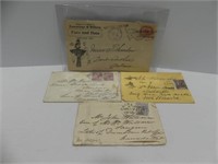 TRAY: 4 PRE 1900 LETTERS WITH STAMPS