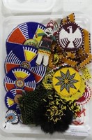 TRAY: NATIVE BEADWORK INCL. NECKLACE, DOLL, ETC.