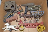 Vtg Cast Iron Toy & Parts Lot