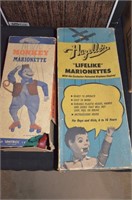 Vtg Clown & Monkey Marionette Figures in Box