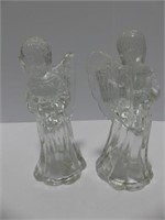 PAIR 6.5" GLASS ANGEL CANDLE HOLDERS