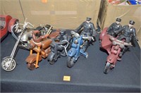 5pc Motorcycle Toys w/ Cast Iron Harleys