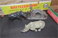 3pc Vtg Miller Waxy Dinosaurs & Cave