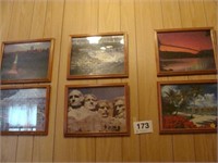 Seven framed puzzles, 12" x 15"