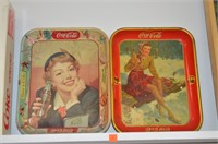 2pc Vtg 1940's Coca-Cola Trays