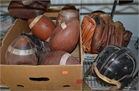 Vtg Football  Baseball Glove Lot w/ Helmet