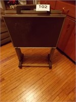 Vintage TV trays in storage unit w/wheels