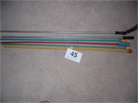 Six wooden Carnival canes