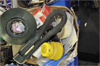 BOX OF SCREWS, YELLOW PLUG AND ASSORTED ITEMS