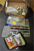ASSORTED FISHING TACKLE AND CONTAINERS