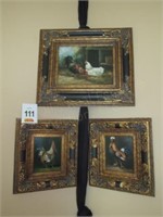 (2) Framed Rooster Paintings by Webber Frame is