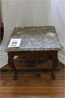 Marble Top End Table, 19.5 x 19.5 x 17"
