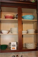 Mikasa Plates, Pyrex Bowls, Stoneware Bowl, &