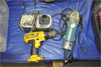 MAKITA DISC GRINDER AND DEWALT DRILL NO BATTERY