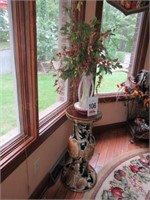 Majolica Plant Stand, Vase, & Corner Wall Pocket