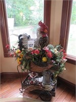 Tea Cart , Rooster, Silver Plate Pitcher -