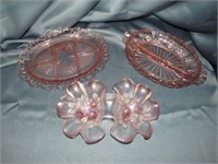 Depression Glass:  Divided Dish, Lace Edge
