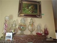 (5) Apothecary Jars & Aunt Jane's Candy Treats Jar