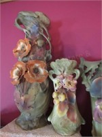 Royal Dux Austria Vases (Flowers Chipped) 15" &