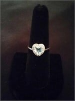 Sky Blue Topaz Gemstone Ring with Diamonds